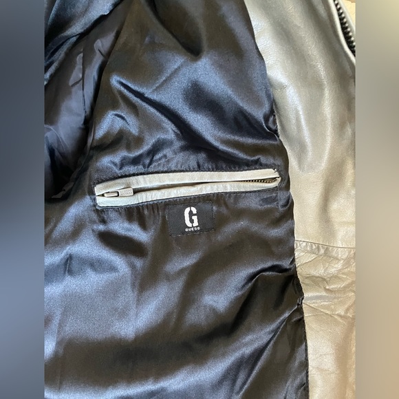 Guess Green Leather Zip Up Jacket Men Size XL - Picture 2 of 9
